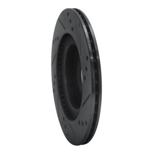 Mitsubishi I-MIEV Brake Rotor (1) - Front Left - R1 Concepts - Drilled & Slotted - Black - `12-`17